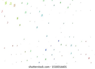 Light Multicolor, Rainbow vector backdrop with music notes. Shining illustration of colorful gradient music notes. Pattern for websites of musitians.