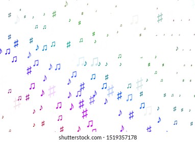 Light Multicolor, Rainbow vector backdrop with music notes. Abstract illustration with colorful symbols of melody. Pattern for festival leaflets.