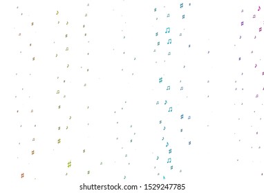 Light Multicolor, Rainbow vector backdrop with music notes. Abstract illustration with colorful symbols of melody. Pattern for festival leaflets.