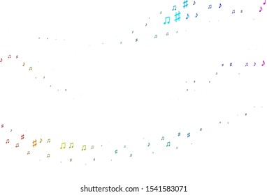Light Multicolor, Rainbow vector backdrop with music notes. Decorative design in abstract style with music shapes. Pattern for festival leaflets.