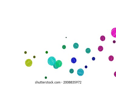 Light multicolor, rainbow vector backdrop with dots. Blurred decorative design in abstract style with bubbles. Completely new template for your brand book.