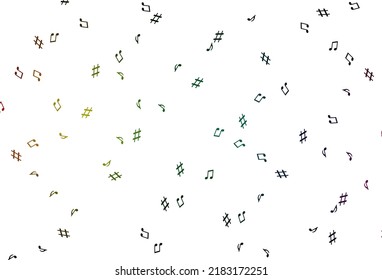 Light Multicolor, Rainbow vector backdrop with music notes. Abstract illustration with colorful symbols of melody. Pattern for websites of musitians.