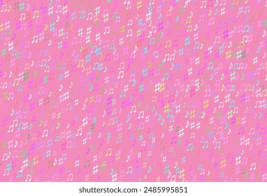 Light Multicolor, Rainbow vector backdrop with music notes. Decorative design in abstract style with music shapes. Pattern for school ad, booklets.