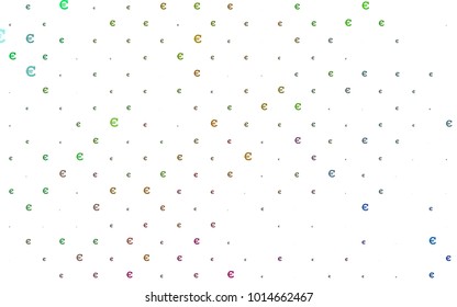 Light Multicolor, Rainbow vector background with signs of Euro. Shining colored illustration with Euro signs, EUR. Best design for your ad, poster, banner of BTC money.