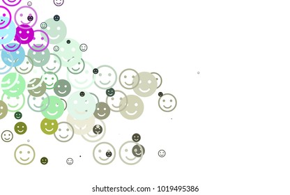 Light Multicolor, Rainbow vector background with funny smiles. Blurred decorative design of smiles in doodle style. Pattern for ad, booklets, leaflets of celebrations.