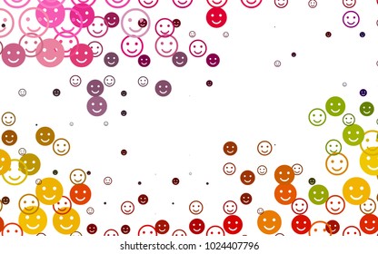 Light Multicolor, Rainbow vector background with funny smiles. Glitter abstract sketch with smiley, icons. Pattern for carnival, festival fun leaflets.