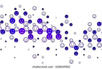 Light Multicolor, Rainbow vector background with funny smiles. Illustration with set of smiles in simple style. Pattern for ad, booklets, leaflets of celebrations.