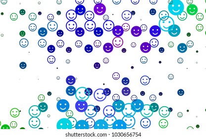 Light Multicolor, Rainbow vector background with funny smiles. Decorative shining illustration with smiles on white template. Pattern for ad, booklets, leaflets of celebrations.