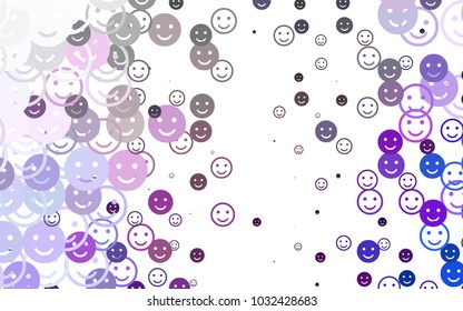 Light Multicolor, Rainbow vector background with funny smiles. Blurred decorative design of smiles in doodle style. Pattern for parties, gifts, congratulations.