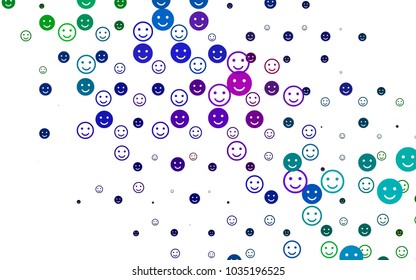 Light Multicolor, Rainbow vector background with funny smiles. Blurred decorative design of smiles in doodle style. Beautiful design for your business advert.