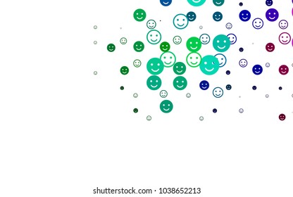 Light Multicolor, Rainbow vector background with funny smiles. Decorative shining illustration with smiles on white template. Pattern for ad, booklets, leaflets of celebrations.