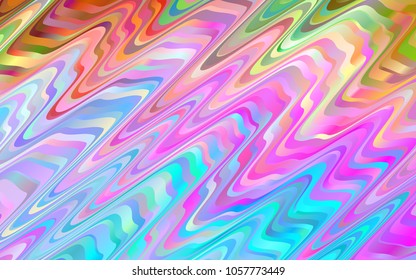 Light Multicolor, Rainbow vector background with abstract lines. Colorful abstract illustration with gradient lines. Marble style for your business design.