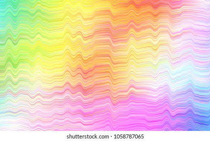 Light Multicolor, Rainbow vector background with bent ribbons. A sample with blurred bubble shapes. Pattern for your business design.