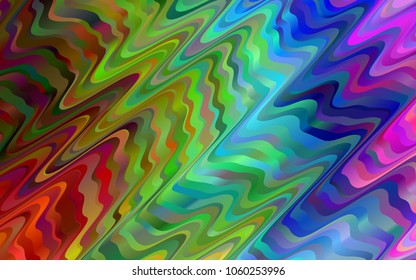 Light Multicolor, Rainbow vector background with bent lines. Shining illustration, which consist of blurred lines, circles. A completely new marble design for your business.