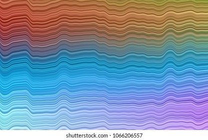 Light Multicolor, Rainbow vector background with bent lines. Glitter abstract illustration with wry lines. The template for cell phone backgrounds.