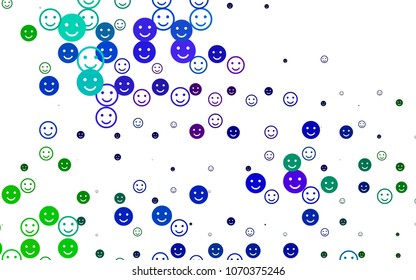 Light Multicolor, Rainbow vector background with funny smiles. Decorative shining illustration with smiles on white template. Beautiful design for your business advert.