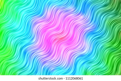 Light Multicolor, Rainbow vector background with bent lines. Blurred geometric sample with gradient bubbles.  Marble design for your web site.