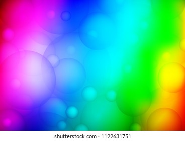 Light Multicolor, Rainbow vector background with bubbles. Abstract illustration with colored bubbles in nature style. Completely new template for your brand book.