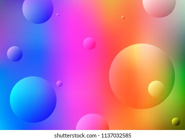 Light Multicolor, Rainbow vector background with bubbles. Modern abstract illustration with colorful water drops. The pattern can be used for aqua ad, booklets.