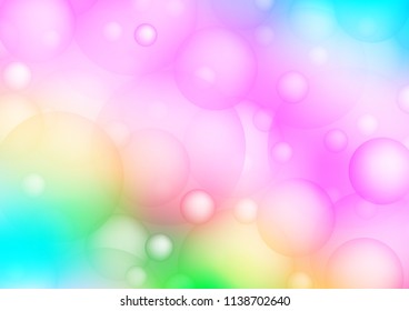 Light Multicolor, Rainbow vector background with bubbles. Beautiful colored illustration with blurred circles in nature style. Beautiful design for your business natural advert.