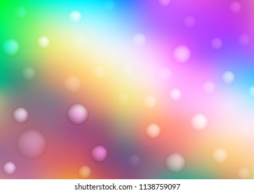 Light Multicolor, Rainbow vector background with bubbles. Blurred bubbles on abstract background with colorful gradient. The pattern can be used for aqua ad, booklets.