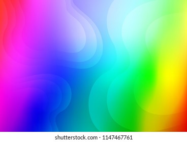 Light Multicolor, Rainbow vector background with bent ribbons. A vague circumflex abstract illustration with gradient. A completely new template for your business design.