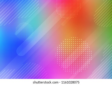 Light Multicolor, Rainbow vector background with straight lines and dots. Capsules on blurred abstract background with gradient dots. Smart design for your business advert.