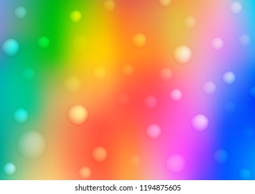 Light Multicolor, Rainbow vector background with bubbles. Glitter abstract illustration with blurred drops of rain. Completely new template for your brand book.