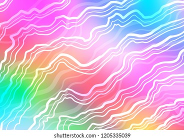 Light Multicolor, Rainbow vector background with bent lines. Creative illustration in halftone marble style with gradient. Pattern for your business design.