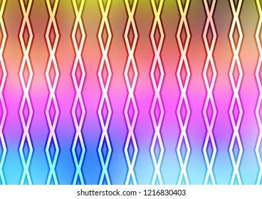 Light Multicolor, Rainbow vector background with lines, rhombuses. Colorful illustration with lines, cubes on abstract template. Backdrop for TV commercials.