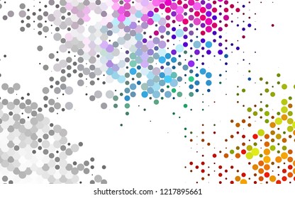 Light Multicolor, Rainbow vector background with bubbles. Glitter abstract illustration with blurred drops of rain. Pattern of water, rain drops.