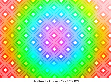 Light Multicolor, Rainbow vector background with lines, rhombuses. Colorful lines, squares on abstract background with gradient. Pattern for websites, landing pages.