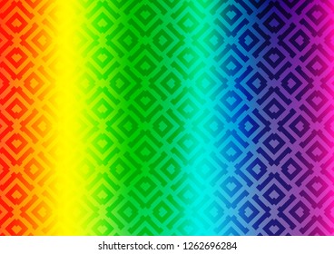 Light Multicolor, Rainbow vector background with lines, rhombuses. Colorful lines, squares on abstract background with gradient. Pattern for websites, landing pages.