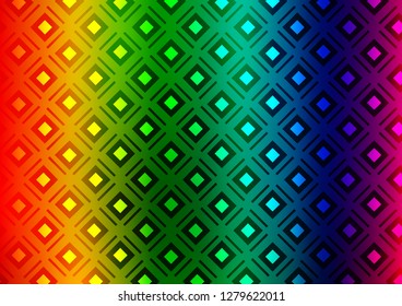 Light Multicolor, Rainbow vector background with lines, rhombuses. Colorful lines, squares on abstract background with gradient. Backdrop for TV commercials.