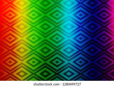 Light Multicolor, Rainbow vector background with lines, rhombuses. Colorful illustration with lines, cubes on abstract template. Best design for your ad, poster, banner.
