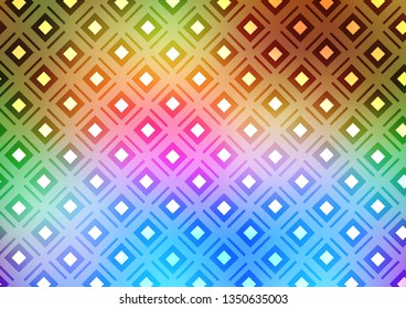 Light Multicolor, Rainbow vector background with lines, rhombuses. Modern geometric abstract illustration with lines, squares. Pattern for business booklets, leaflets.