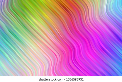 Light Multicolor, Rainbow vector background with bent lines. A sample with blurred bubble shapes. New composition for your brand book.