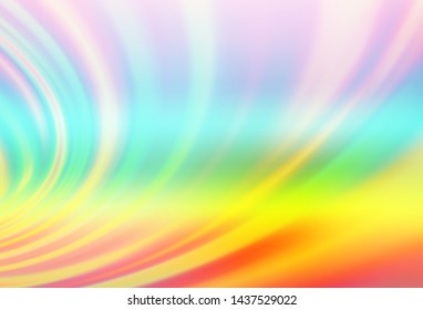Light Multicolor, Rainbow vector background with curved circles. Geometric illustration in marble style with gradient.  Marble design for your web site.