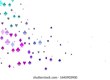 Light Multicolor, Rainbow vector background with cards signs. Shining illustration with hearts, spades, clubs, diamonds. Pattern for booklets, leaflets of gambling houses.