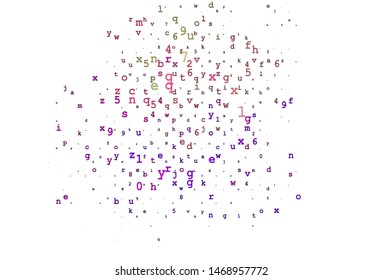 Light Multicolor, Rainbow vector background with signs of alphabet. Shining illustration with ABC symbols on abstract template. Smart design for your business advert of university.