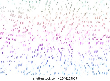 Light Multicolor, Rainbow vector background with music symbols. Shining illustration of colorful gradient music notes. Pattern for websites of musitians.