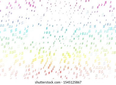 Light Multicolor, Rainbow vector background with music symbols. Isolated colorful music keys on abstract background. Pattern for school ad, booklets.