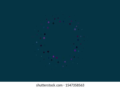 Light Multicolor, Rainbow vector background with cards signs. Colored illustration with hearts, spades, clubs, diamonds. Design for ad, poster, banner of gambling websites.