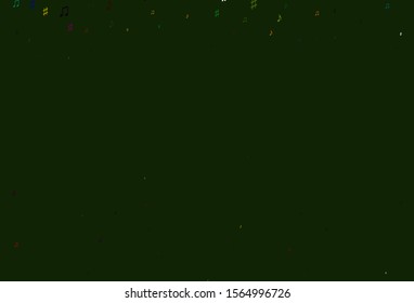 Light Multicolor, Rainbow vector background with music symbols. Decorative design in abstract style with music shapes. Pattern for websites of musitians.