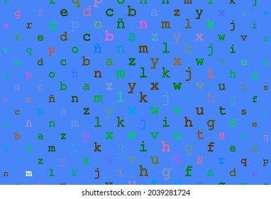 Light multicolor, rainbow vector background with signs of alphabet. Shining colorful illustration with isolated letters. The pattern can be used for ad, booklets, leaflets of education.