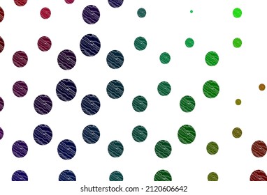 Light multicolor, rainbow vector background with bubbles. Glitter abstract illustration with blurred drops of rain. Pattern for ads, leaflets.