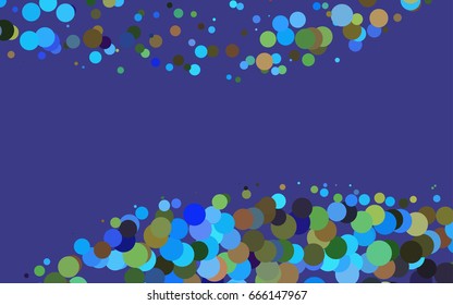Light Multicolor, Rainbow vector banner with circles, spheres. Abstract spots. Background of Art bubbles in halftone style with colored gradient.