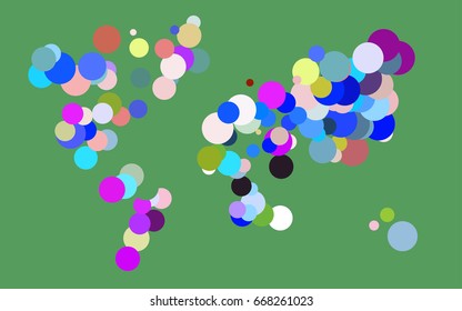 Light Multicolor, Rainbow vector banner with circles, spheres. Abstract spots. Background of Art bubbles in halftone style with colored gradient.