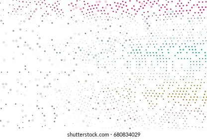 Light Multicolor, Rainbow vector banner with circles, spheres. Abstract spots. Background of Art bubbles in halftone style with colored gradient.