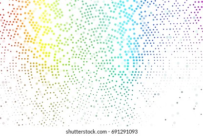 Light Multicolor, Rainbow vector banner with circles, spheres. Abstract spots. Background of Art bubbles in halftone style with colored gradient.